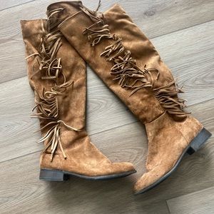 Brown Suede Knee High Boots